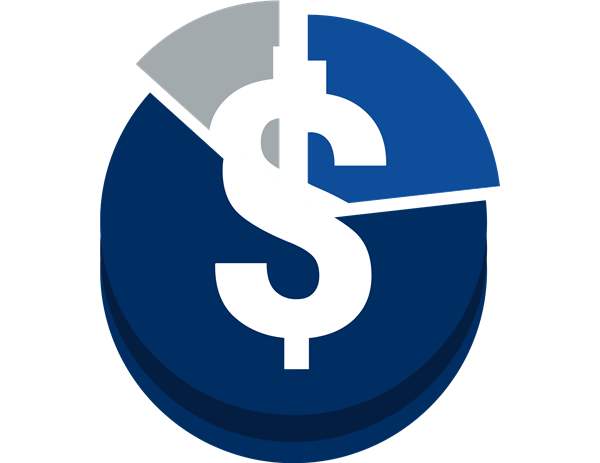 pie chart with dollar sign on it